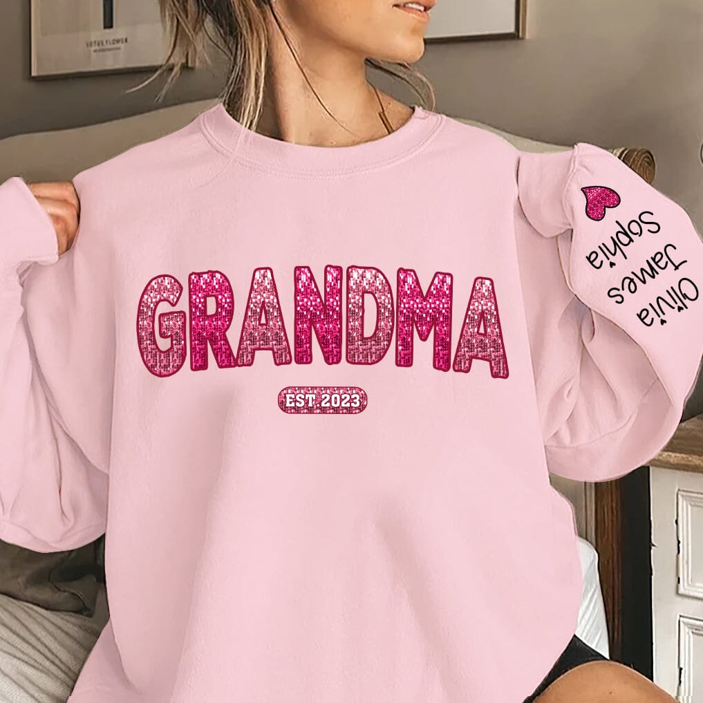 Personalized Valentine Pinky Sparkle Grandma Sweatshirt - NTD20DEC23TT2 2d sweatshirt HumanCustom - Unique Personalized Gifts Made Just for You 