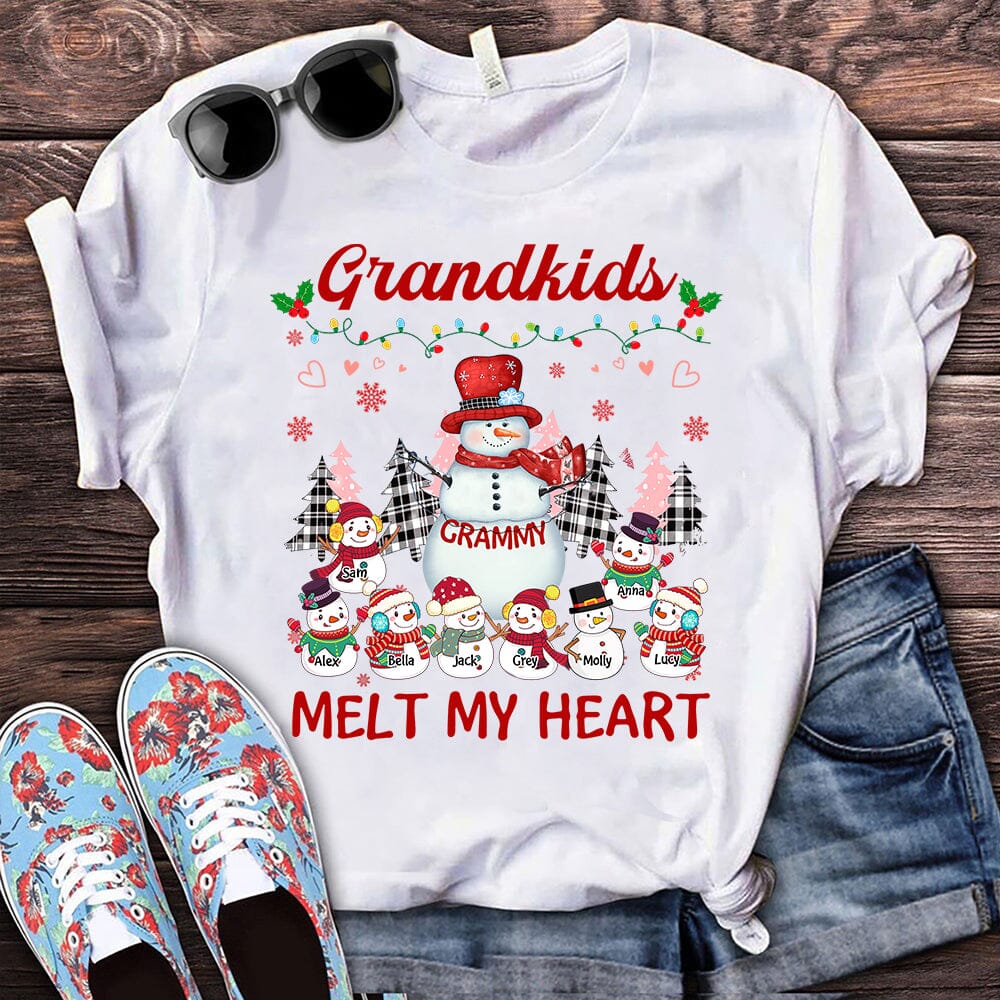 Grandkids Melt My Heart - Personalized White T Shirt And Hoodie For Grandma - NTD20OCT23TT1 White T-shirt and Hoodie HumanCustom - Unique Personalized Gifts Made Just for You Classic Tee White S