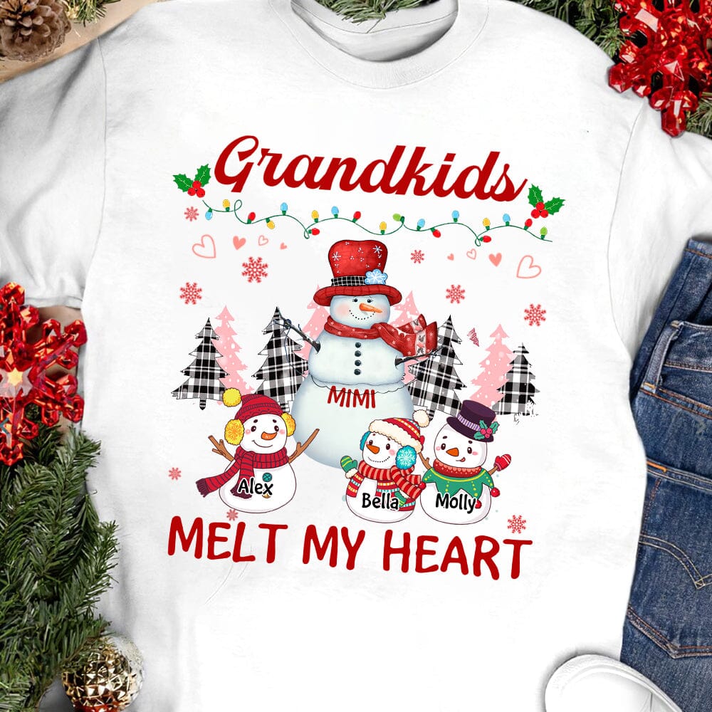 Grandkids Melt My Heart - Personalized White T Shirt And Hoodie For Grandma - NTD20OCT23TT1 White T-shirt and Hoodie HumanCustom - Unique Personalized Gifts Made Just for You 