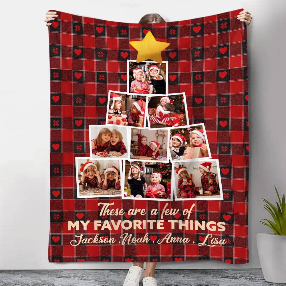 These Are A Few Of My Favorite Things - Personalized Photo Blanket - Christmas Gift For Grandma, Nana, Mama, Family - Photo Upload - NTD21NOV23NA1 Fleece Blanket HumanCustom - Unique Personalized Gifts Made Just for You Small (30x40in) 