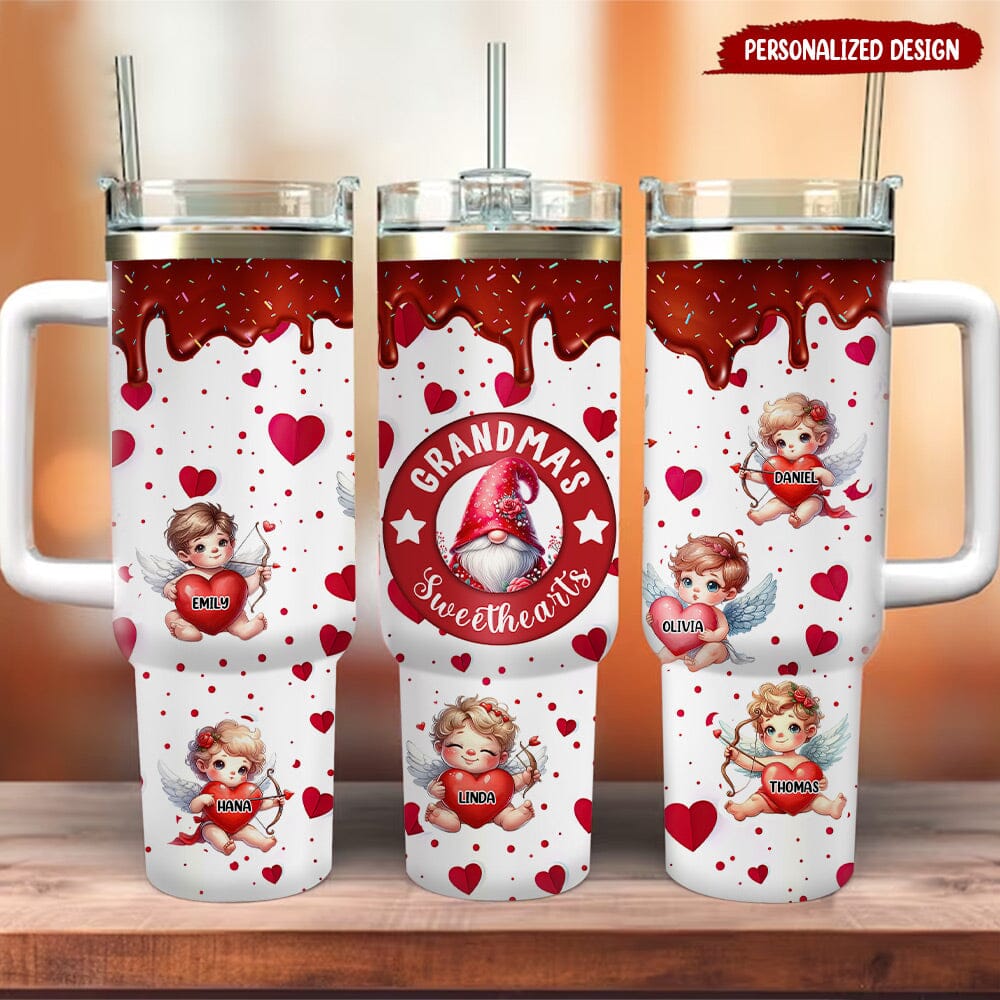 Grandma Gnome With Kids - Personalized Valentine 40oz Tumbler - NTD22DEC23NY1 Tumbler With Straw HumanCustom - Unique Personalized Gifts Made Just for You 40OZ 