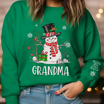 Personalized Christmas Embroidery Sweatshirt - Snowman Custom Grandma/Mom - NTD23NOV23KL1