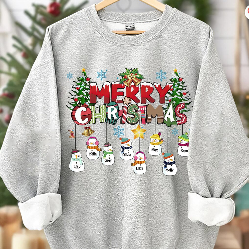 Merry Christmas Custom Snowman Kids - Personalized Sweatshirt For Grandma/Mom - NTD23OCT23TT2 White T-shirt and Hoodie HumanCustom - Unique Personalized Gifts Made Just for You 