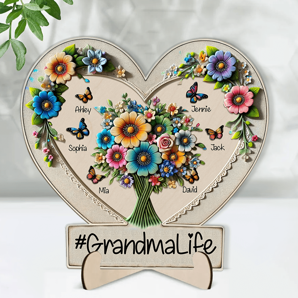 Personalized 2 Layered Plaque Flower Grandma Custom Kids - NTD25DEC23KL1 Wood Plaque HumanCustom - Unique Personalized Gifts Made Just for You 