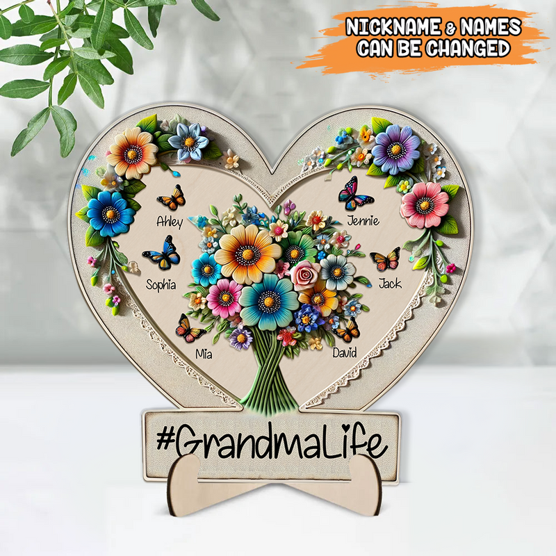 Discover Personalized 2 Layered Plaque Flower Grandma Custom Kids
