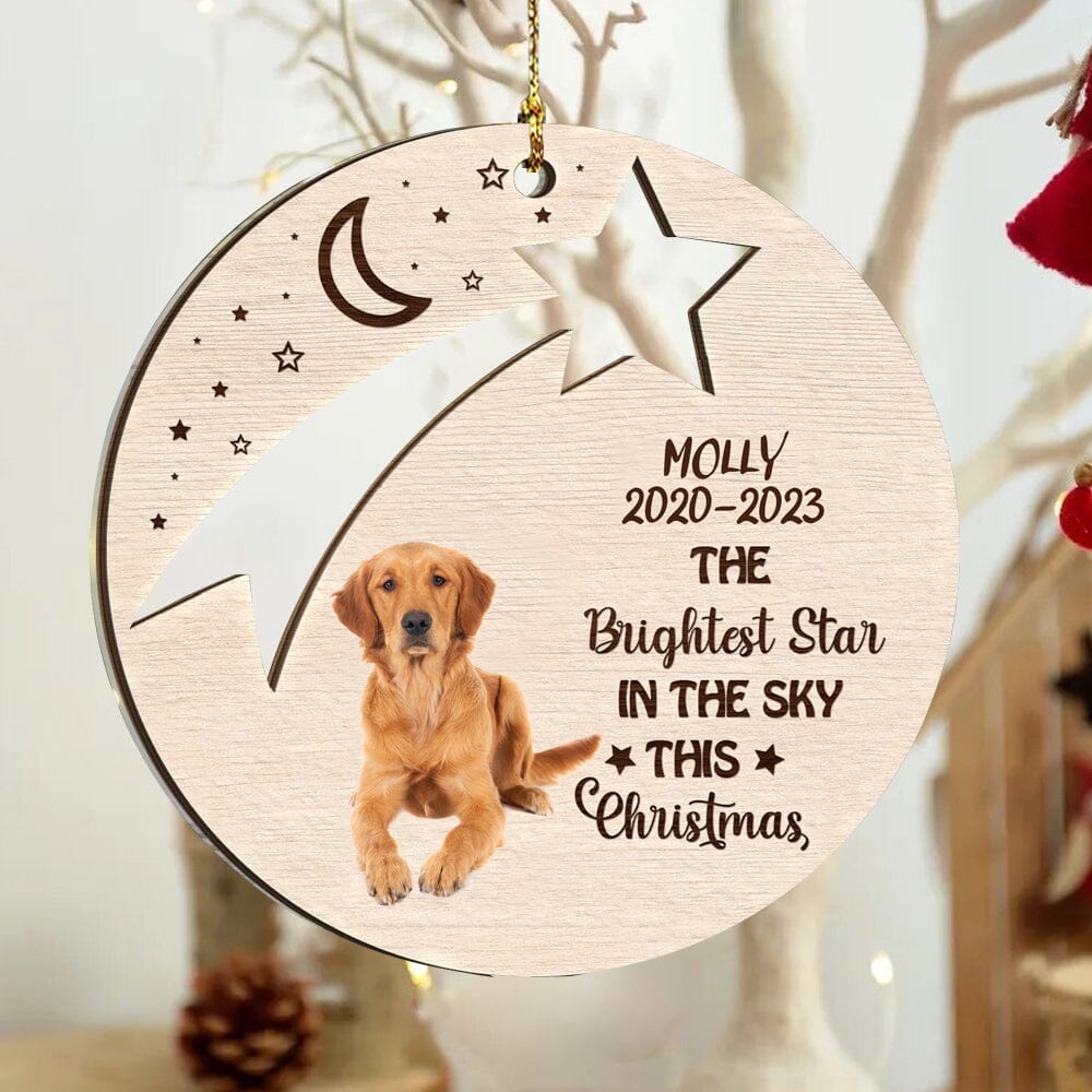 The Brightest Star In The Sky This Christmas - Custom Photo Dog Memorial Gift - Personalized 2-Layered Mix Ornament - NTD25OCT23NA1 2 LAYERED WOODEN ORNAMENT HumanCustom - Unique Personalized Gifts Made Just for You Pack 1 