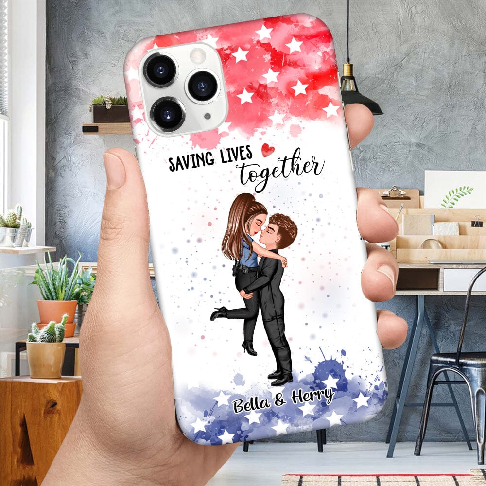 Personalized Phone Case For Couple Firefighter, Police Officer, Teacher, Worker - Gifts by Occupation - NTD26OCT23TT1 Silicone Phone Case HumanCustom - Unique Personalized Gifts Made Just for You 