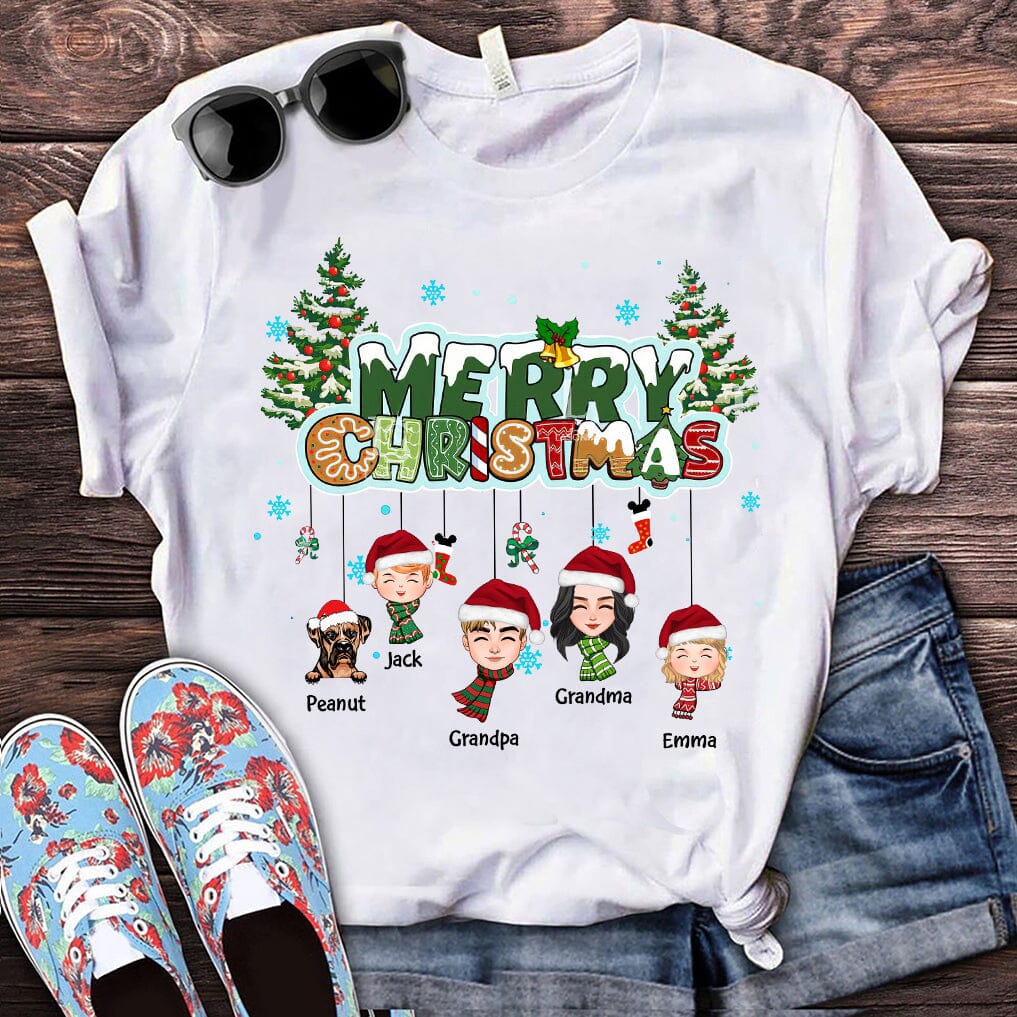 Personalized Family Shirt - Merry Christmas Custom Kids and Parents/Grandparents - NTD26OCT23TT2 White T-shirt and Hoodie HumanCustom - Unique Personalized Gifts Made Just for You Classic Tee White S