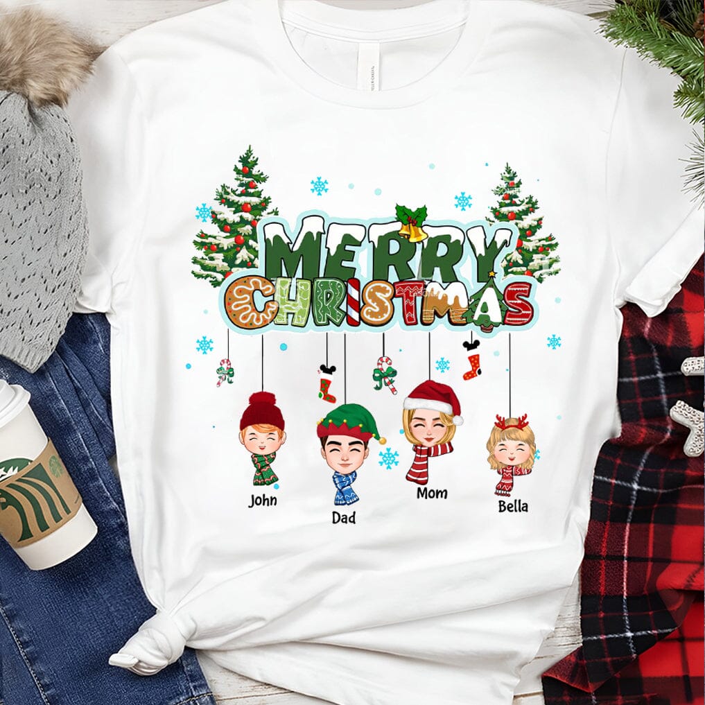 Personalized Family Shirt - Merry Christmas Custom Kids and Parents/Grandparents - NTD26OCT23TT2 White T-shirt and Hoodie HumanCustom - Unique Personalized Gifts Made Just for You 