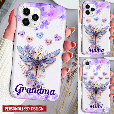 Personalized Phone Case Dragonfly With Flower Pattern - Custom Kids - NTD27FEB24KL1