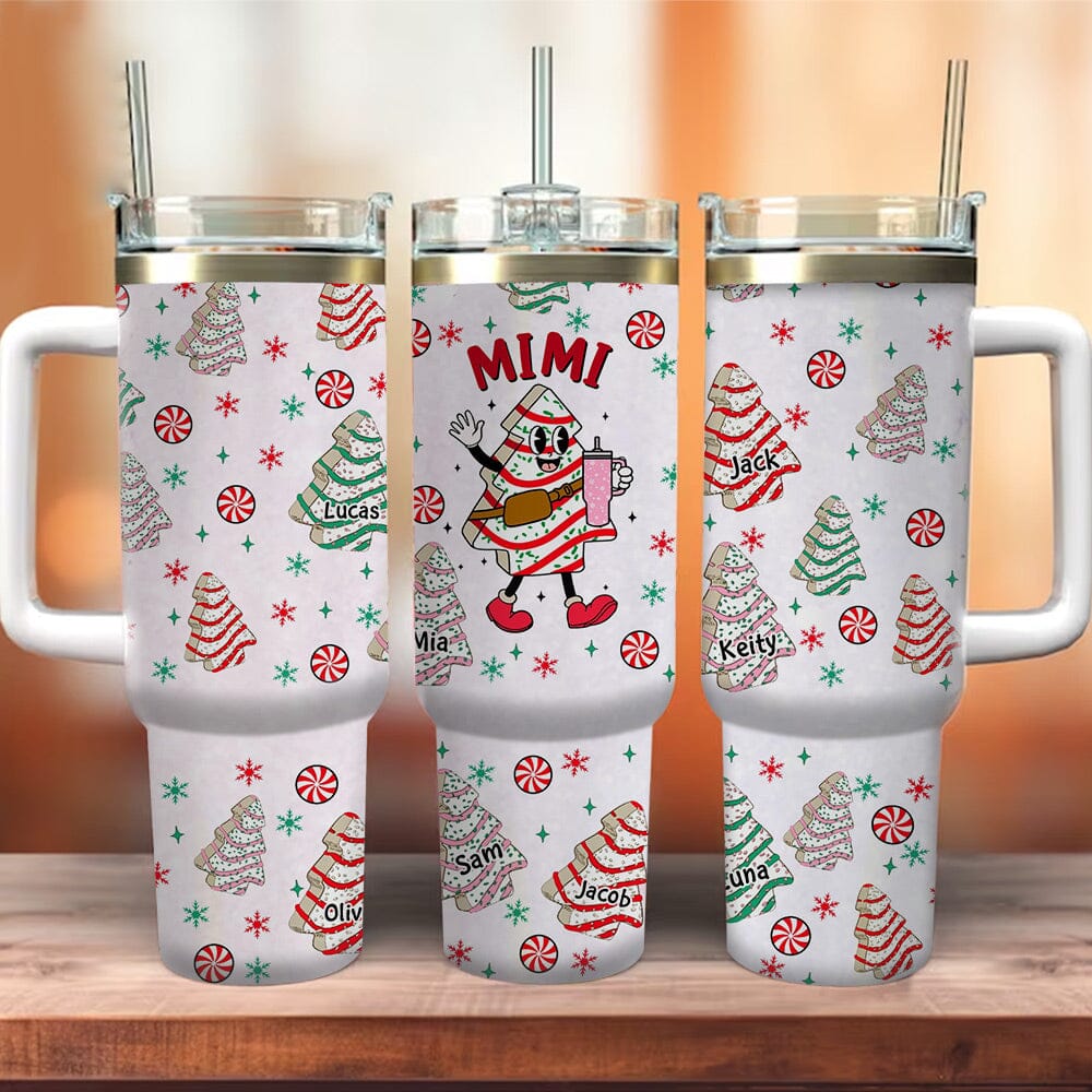 Personalized Christmas Tree Cakes 40oz Tumbler For Mom/Nana Custom Name Kids - NTD28NOV23VA1 Tumbler With Straw HumanCustom - Unique Personalized Gifts Made Just for You 40OZ 