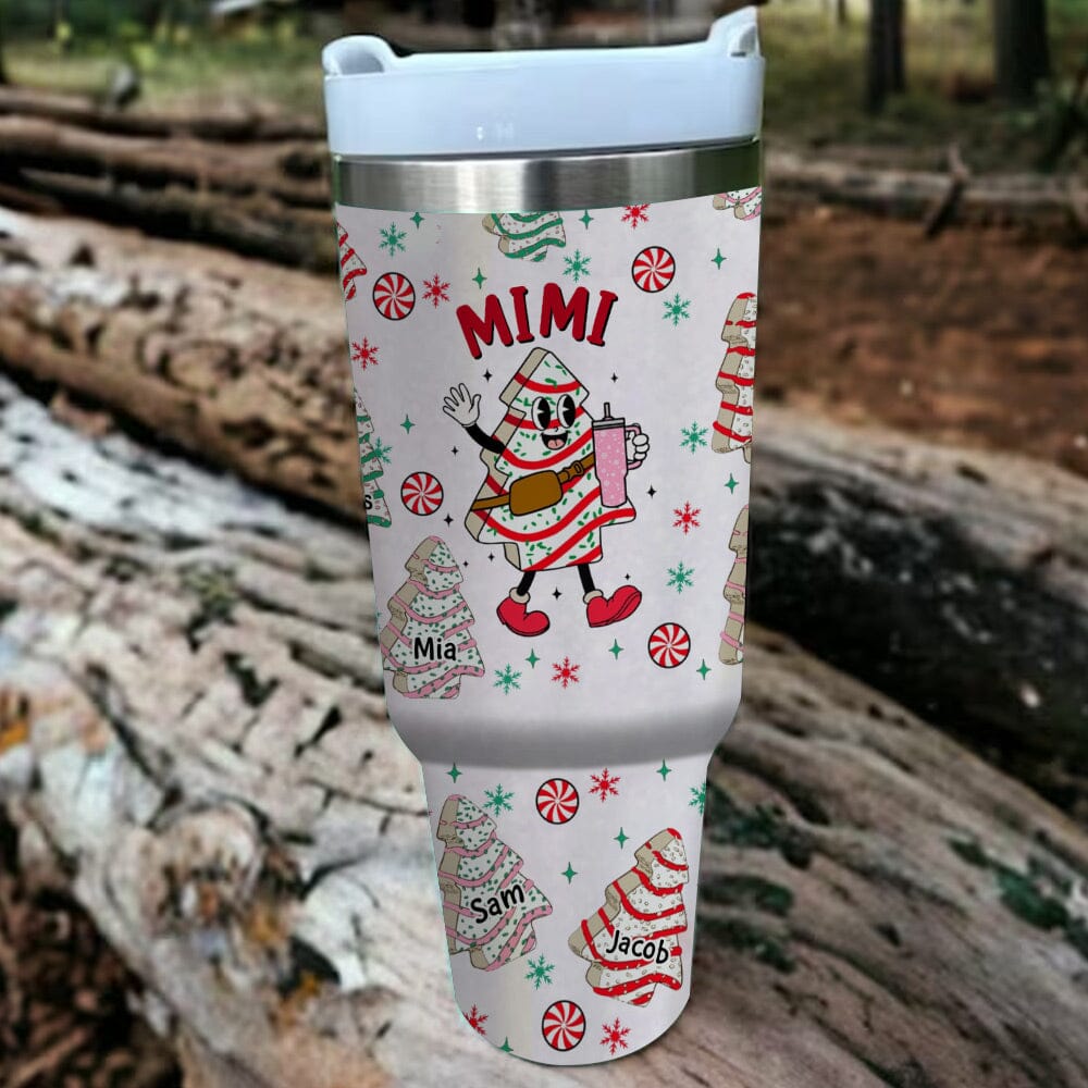 Personalized Christmas Tree Cakes 40oz Tumbler For Mom/Nana Custom Name Kids - NTD28NOV23VA1 Tumbler With Straw HumanCustom - Unique Personalized Gifts Made Just for You 