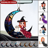 Gift For Witch Lover, Halloween Gift, Pretty Witch With Pet - Personalized Car Ornament - NTD29AUG23KL2