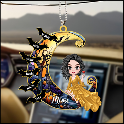Gift For Mysterious Witch Grandma, Custom Name Kids, Halloween Gift - Personalized Car Ornament - NTD29AUG23KL3