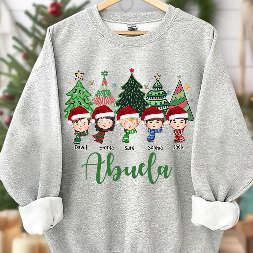 Personalized Pine Tree Christmas Sweatshirt - Custom Cute Kids - Gift For Grandma/Mom - NTD30OCT23TT2 White T-shirt and Hoodie HumanCustom - Unique Personalized Gifts Made Just for You 