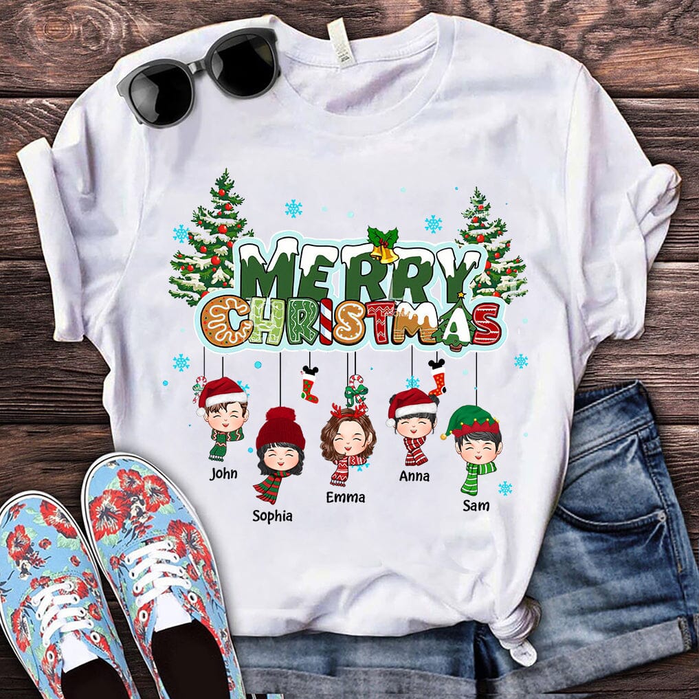 Merry Christmas White T Shirt & Hoodie Custom Kids - Personalized Gift For Grandma/Mom - NTD30OCT23TT3 White T-shirt and Hoodie HumanCustom - Unique Personalized Gifts Made Just for You 