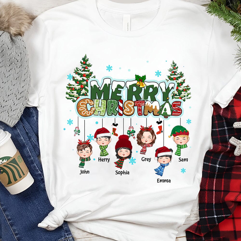 Merry Christmas White T Shirt & Hoodie Custom Kids - Personalized Gift For Grandma/Mom - NTD30OCT23TT3 White T-shirt and Hoodie HumanCustom - Unique Personalized Gifts Made Just for You 