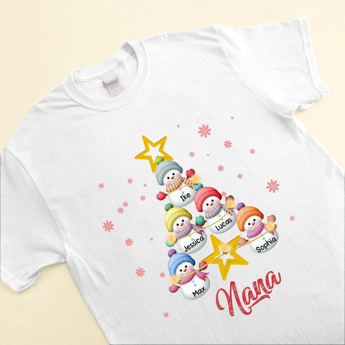 Snowman Kids Pine Tree T-Shirt For Grandma/Mom - Personalized Design - NTD30OCT23VA1 White T-shirt and Hoodie HumanCustom - Unique Personalized Gifts Made Just for You 