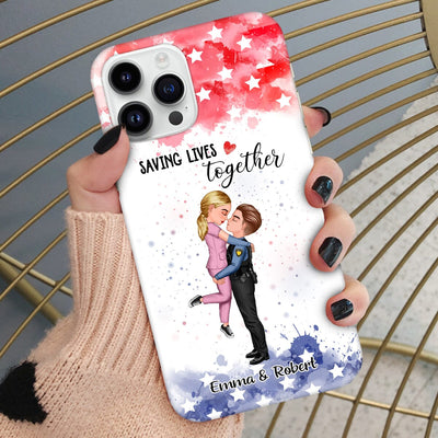 Personalized Phone Case - Couple Portrait, Firefighter, Nurse, Police Officer, Teacher, Gifts by Occupation - NTD31AUG23TT1 Silicone Phone Case Humancustom - Unique Personalized Gifts