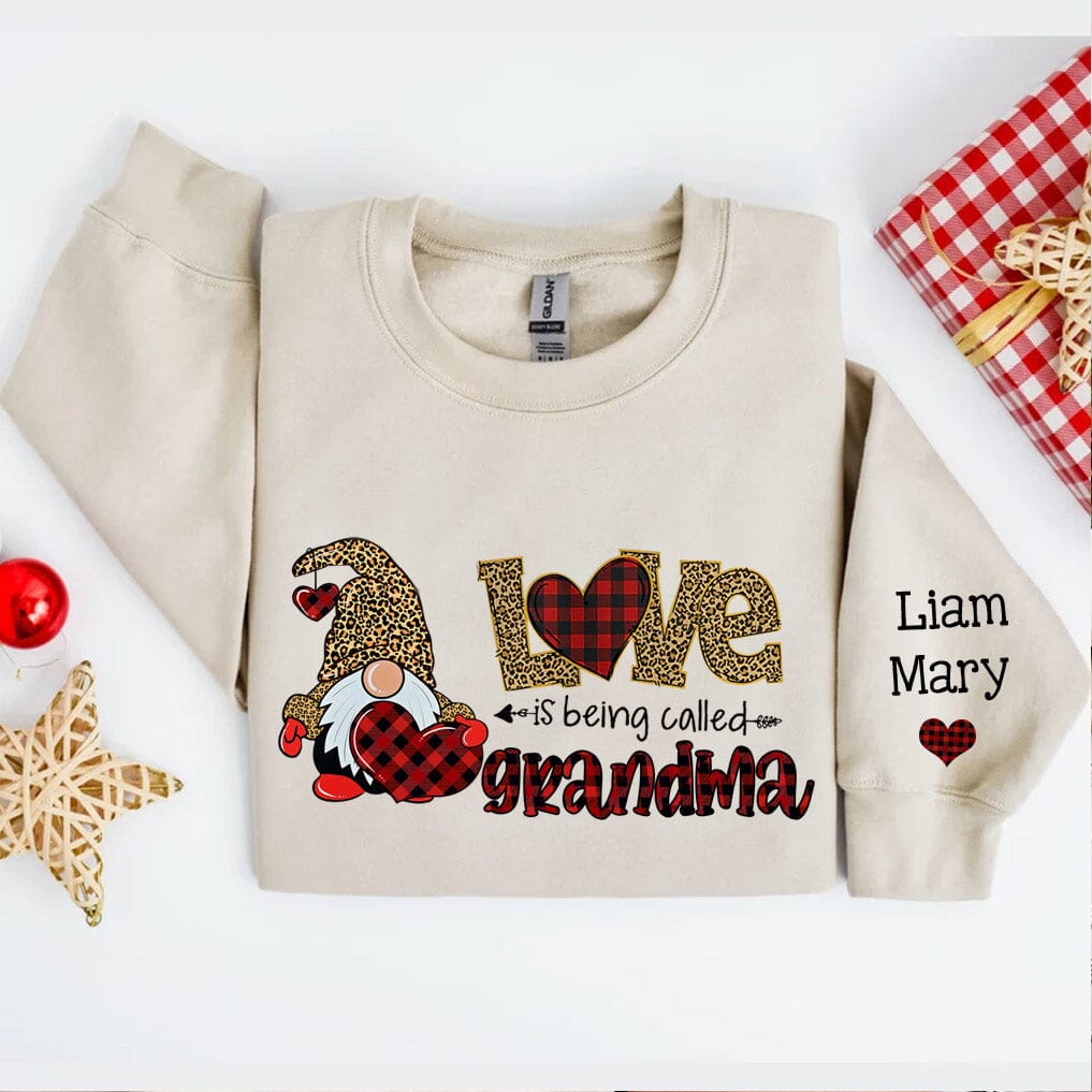 Love Is Being Called Grandma - Family Personalized Custom Unisex Sweatshirt With Design On Sleeve - Christmas Gift For Mom, Grandma - NTD31OCT23NA1 White T-shirt and Hoodie HumanCustom - Unique Personalized Gifts Made Just for You 