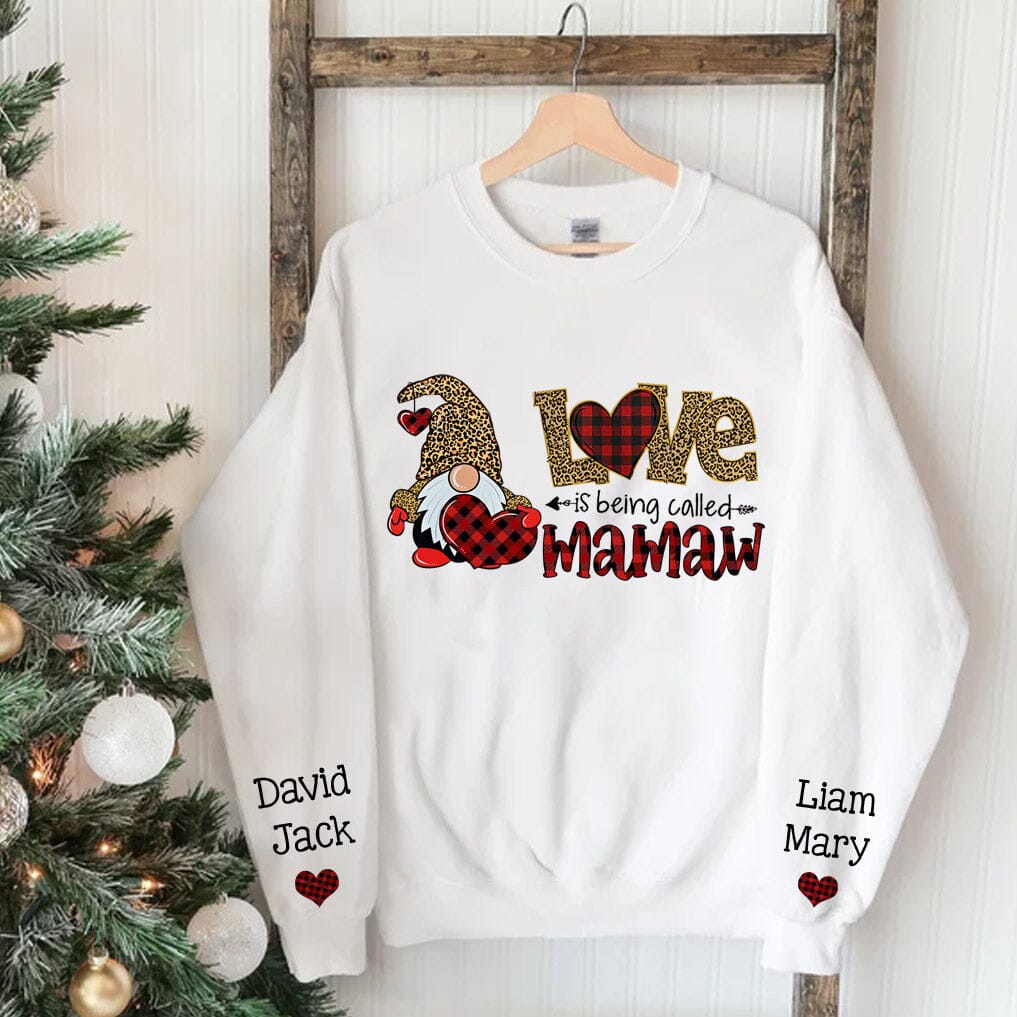 Love Is Being Called Grandma - Family Personalized Custom Unisex Sweatshirt With Design On Sleeve - Christmas Gift For Mom, Grandma - NTD31OCT23NA1 White T-shirt and Hoodie HumanCustom - Unique Personalized Gifts Made Just for You 