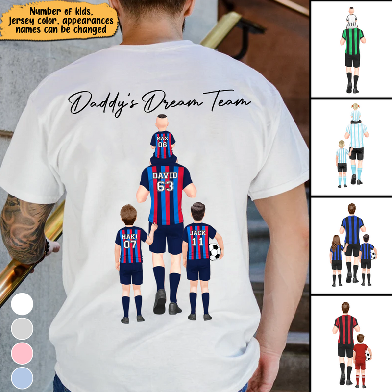 Discover Soccer Daddy's Dream Team With Kids Personalized Back Print T-shirt