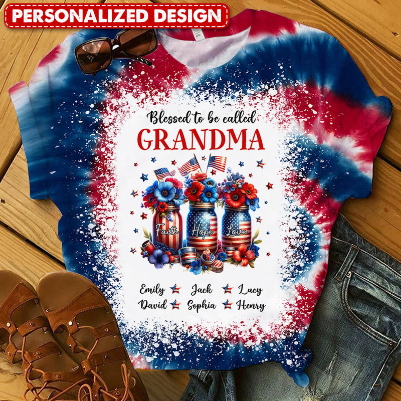 Discover Blessed To Be Called Grandma Faith Hope Love Personalized 3D T-shirt