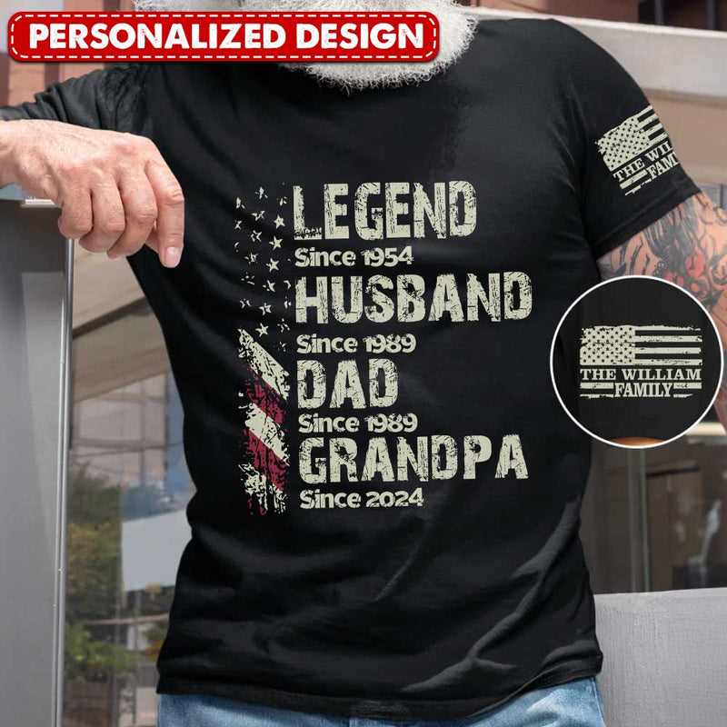 Discover Legend Husband Dad Grandpa Personalized The Family Name T-shirt