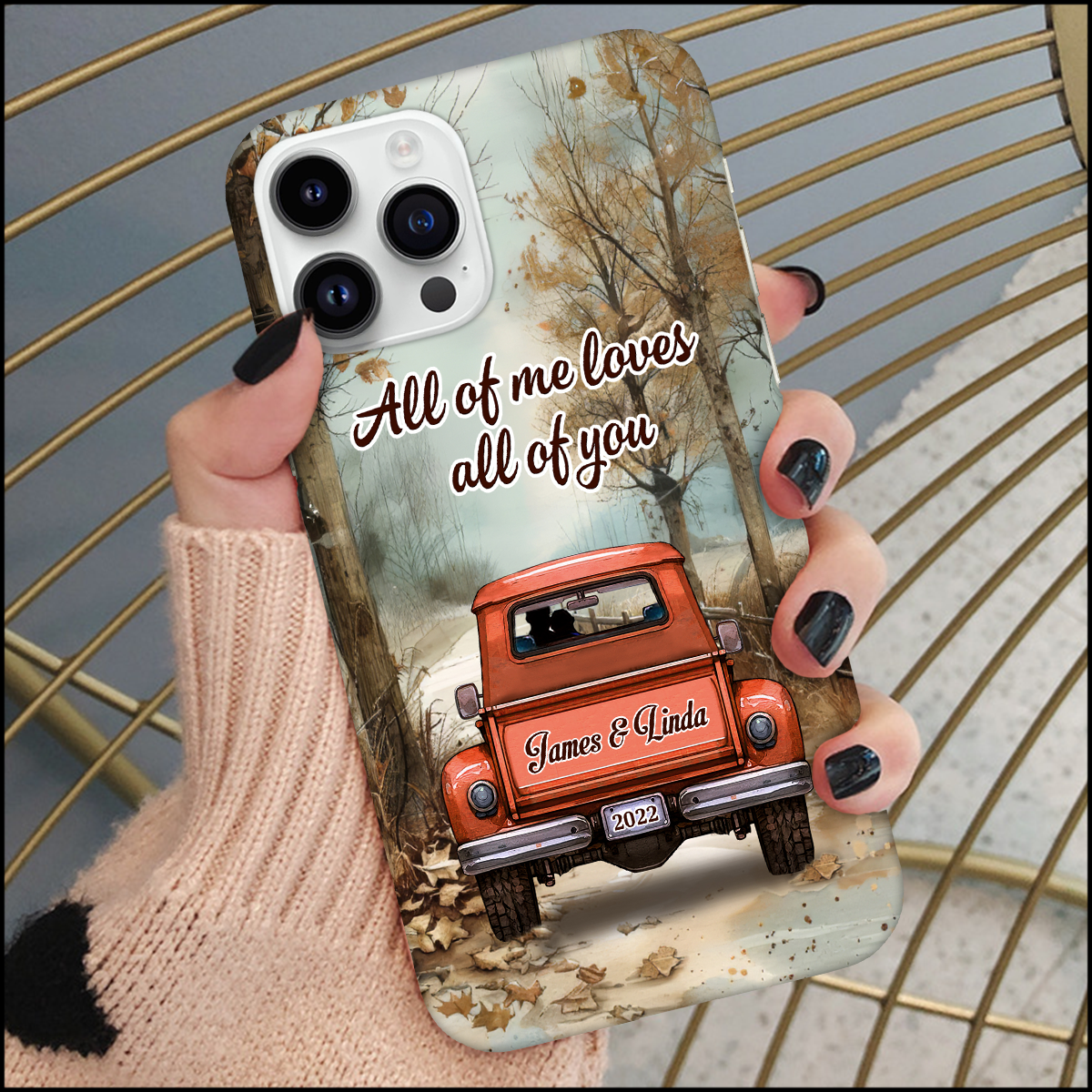 All Of Me Loves All Of You Couple On Truck Fall Season Personalized Phone Case NTK12JUL24KL2