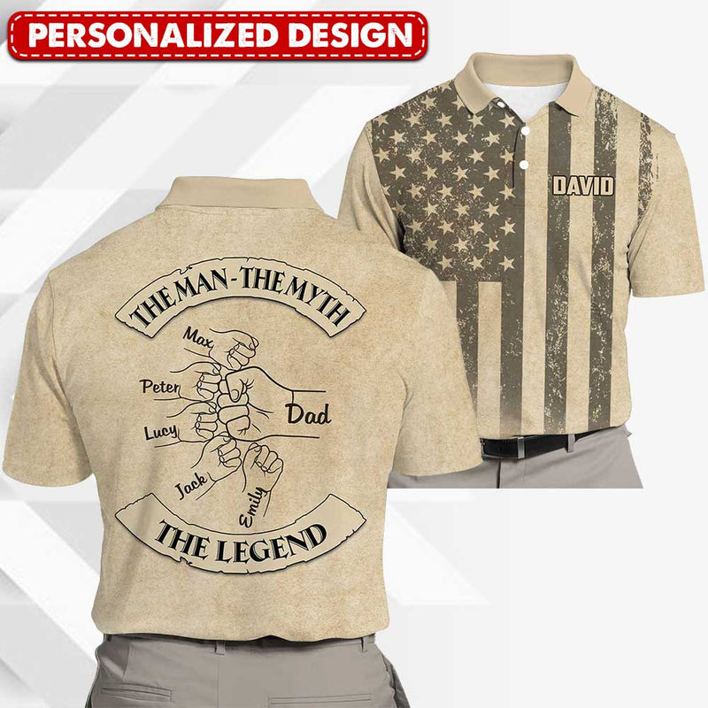The Man The Myth The Legend Fist Bump Personalized 3D Polo Shirt