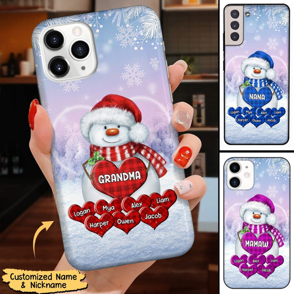 Cute Christmas Snowmy Grandma Mom Hugging Sweet Heart Kids Personalize -  HumanCustom - Unique Personalized Gifts Made Just for You