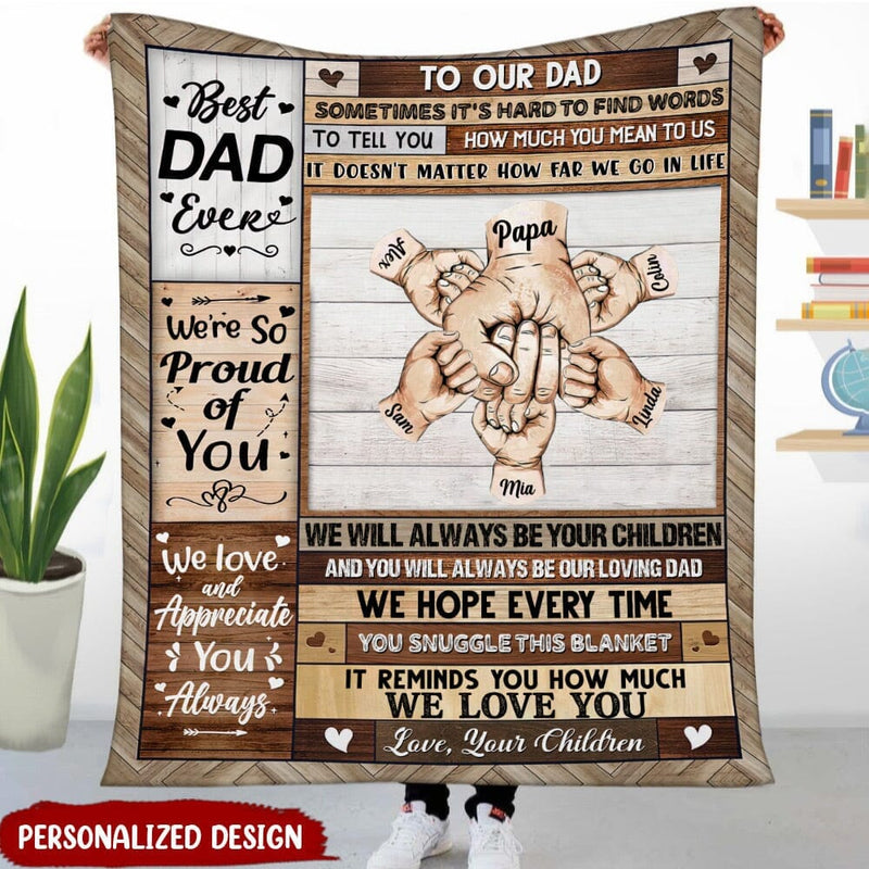 Discover We Love And Appreciate You Always Grandpa, Papa Hands Print Personalized Blanket