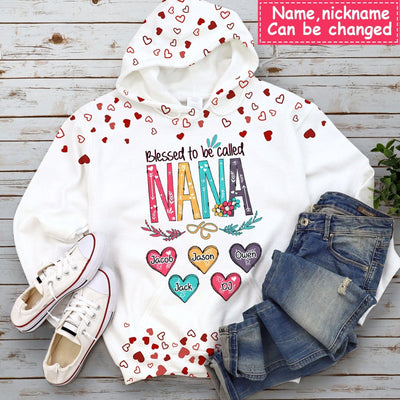 Blessed To be Called Grandma, Nana And Sweet Heart Grandkids Personalized 3D T-Shirt & Hoodie NTN02FEB23CT1 3D T-shirt Humancustom - Unique Personalized Gifts Hoodie S