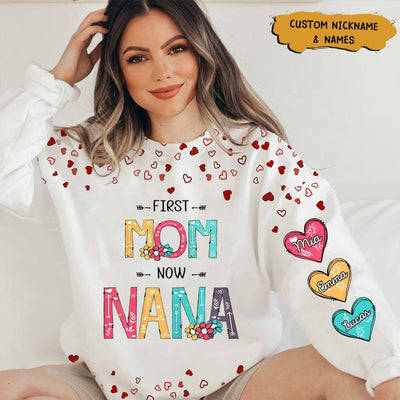 Personalized First Mom Now Grandma And Sweet Heart Grandkids 3D Sweater NTN02FEB23VA1 3D Sweater Humancustom - Unique Personalized Gifts S Sweater