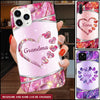 Grandma Nana Mimi Gigi Heart Grandkids Personalized Phone Case NTN03JAN23TT1 Glass Phone Case Humancustom - Unique Personalized Gifts Iphone iPhone 14