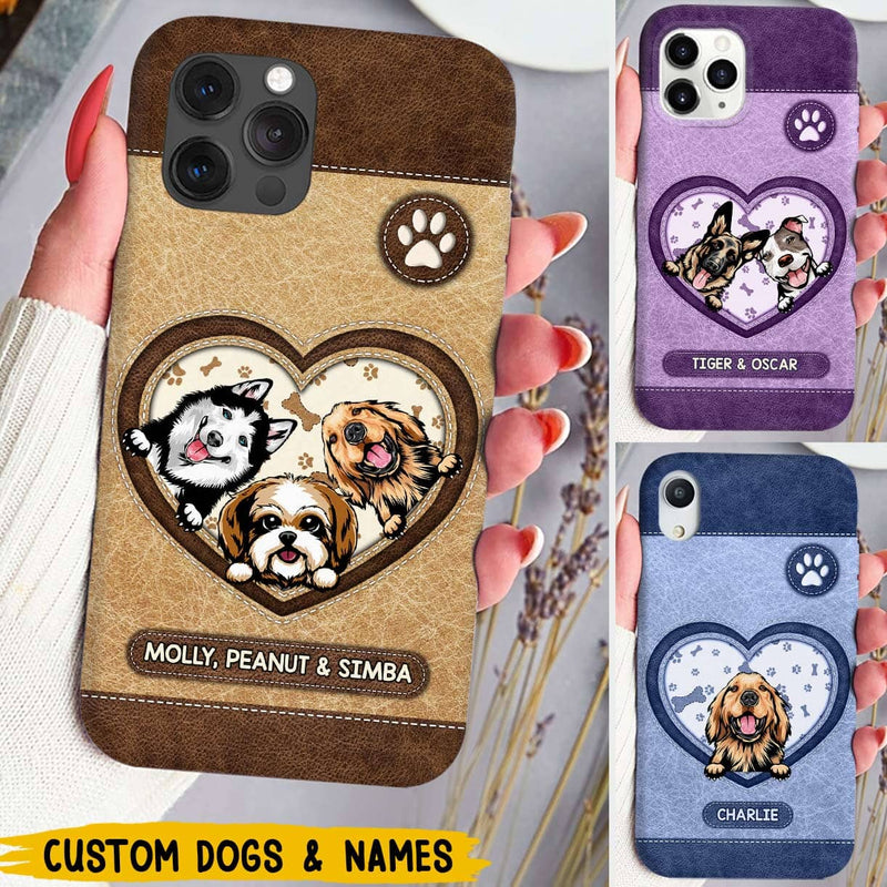 Discover Personalized Dog Heart Leather Pattern Phone Case