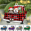 Personalized Christmas Dogs Truck Wooden Ornament NTN03NOV22CT1 Wood Custom Shape Ornament Humancustom - Unique Personalized Gifts Pack 1