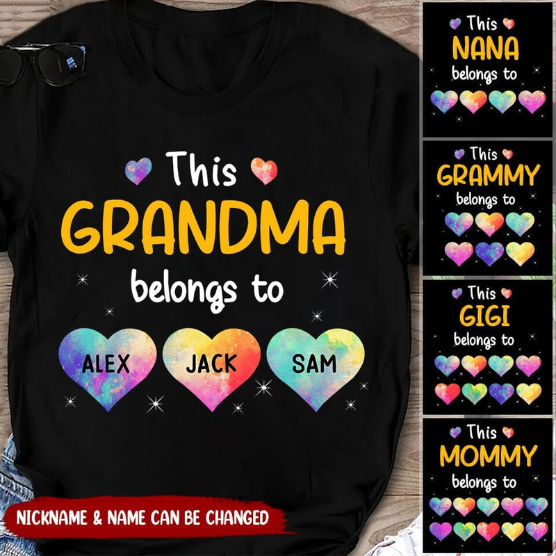Personalized This Grandma Belongs To Heart Kids Custom T-Shirt
