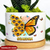 Personalized Butterfly Sunflower Grandma Nana Mom Ceramic Plant Pot NTN05APR23NA1 Ceramic Plant Pot Humancustom - Unique Personalized Gifts Ceramic Pot 1 Ceramic Pot