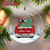Personalized Red Truck With Christmas Tree Couple In Snow Ornament NTN05NOV22VA1 Circle Ceramic Ornament Humancustom - Unique Personalized Gifts Pack 1