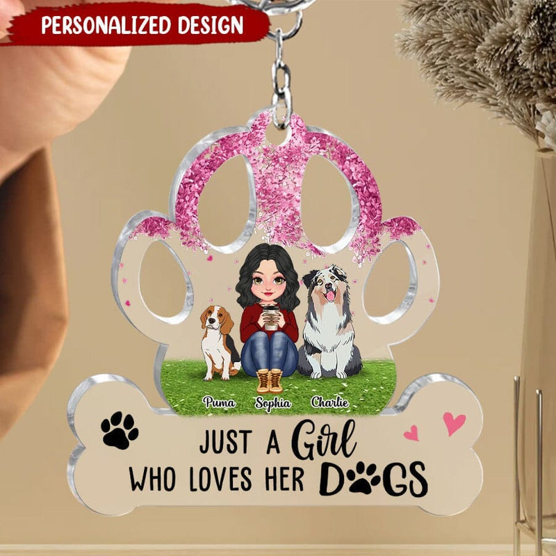 Discover Just A Girl Who Loves Her Dogs Personalized Acrylic Keychain
