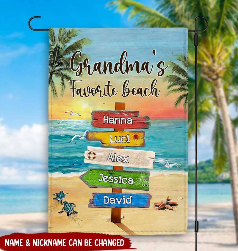 Discover Personalized Grandma's Favorite Beach And Grandkids Flag