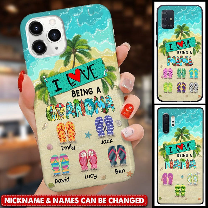 Discover I Love Being A Grandma Summer Beach Flip Flops Personalized Phone Case