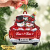 Personalized Christmas Couple Snowman On Red Truck Ornament NTN08NOV22CT1 Wood Custom Shape Ornament Humancustom - Unique Personalized Gifts Pack 1
