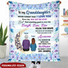 Blue Purple Flower Grandma And Granddaughter On Moon Personalized Fleece Blanket NTN12DEC22NY2 Fleece Blanket Humancustom - Unique Personalized Gifts Fleece Blanket Small (30x40in)