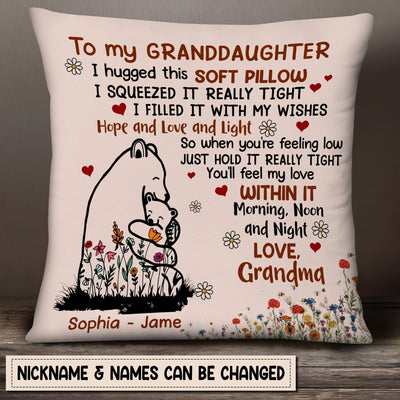 Personalized Bear To My Granddaughter Hug This Pillow NTN15FEB23KL1 Pillow Humancustom - Unique Personalized Gifts 12x12in
