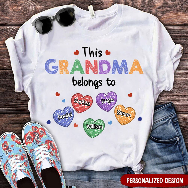 Discover This Grandma Belongs To Sweet Heart Grandkids Personalized T-Shirt