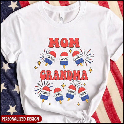 Personalized Mom Grandma 4th Of July Fireworks Ice Cream Grandkids T-shirt & Hoodie NTN15JUN23VA1