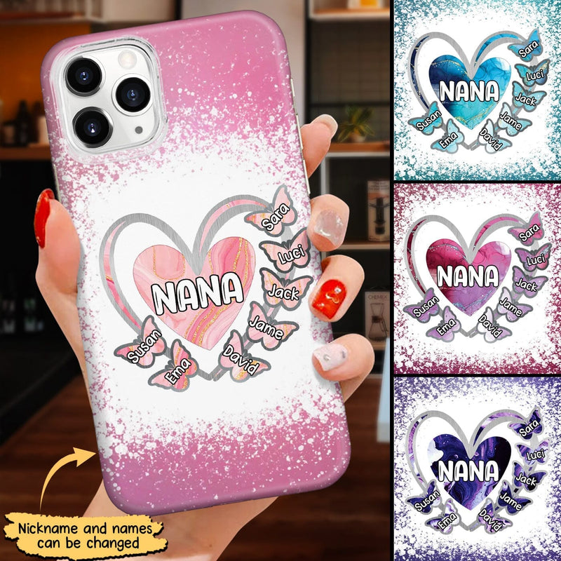 Discover Grandma, Mom, Nana Heart Butterfly Kids - Personalized Phone Case