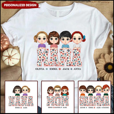 Grandma Mom Mimi Retro Flower And Cute Grandkids Personalized T-shirt & Hoodie NTN16JUN23VA2